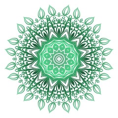 Green color Ornamental Circle Pattern. Hand Draw Mandala. Vintage Decorative Elements. Vector Illustration. Anti-Stress Therapy Pattern.