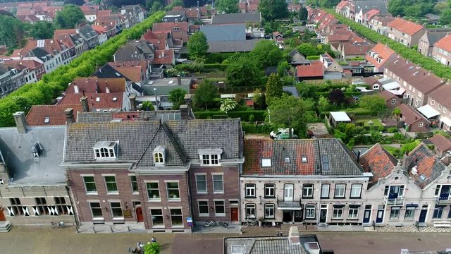 Aerial view of classic typical Dutch architecture buildings located in the historical town Willemstad is a city in the province of North Brabant in the municipality of Moerdijk 4k high resolution