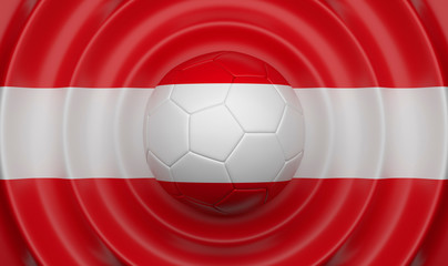 Austria, soccer ball on a wavy background, complementing the composition in the form of a flag, 3d illustration