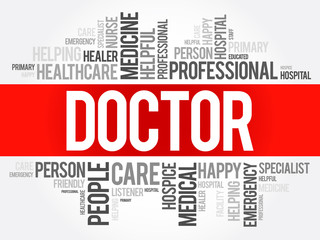 Doctor word cloud collage, healthcare concept background