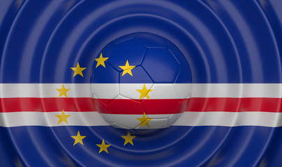 Cape Verde, soccer ball on a wavy background, complementing the composition in the form of a flag, 3d illustration