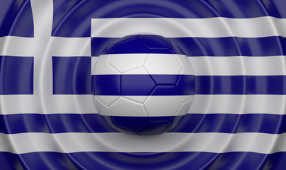 Fototapeta na wymiar Greece, soccer ball on a wavy background, complementing the composition in the form of a flag, 3d illustration