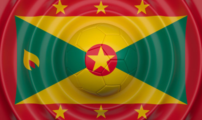 Grenada, soccer ball on a wavy background, complementing the composition in the form of a flag, 3d illustration