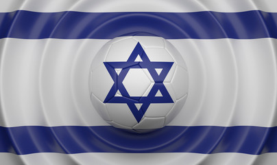 Israel, soccer ball on a wavy background, complementing the composition in the form of a flag, 3d illustration