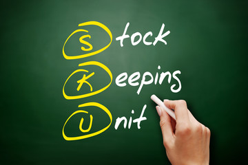 SKU - Stock Keeping Unit acronym, business concept background.