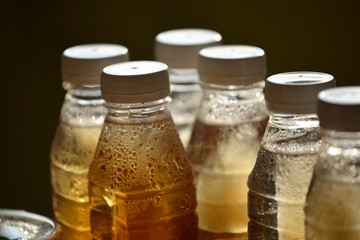 Droplets on plastic bottle surface with back light