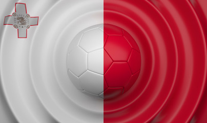 Malta, soccer ball on a wavy background, complementing the composition in the form of a flag, 3d illustration