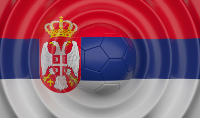 Obraz premium Serbia, soccer ball on a wavy background, complementing the composition in the form of a flag, 3d illustration