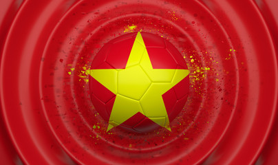 Vietnam, soccer ball on a wavy background, complementing the composition in the form of a flag, 3d illustration