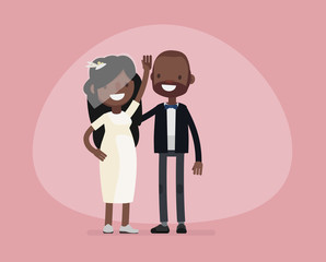 Cute people getting married - Vector illustration