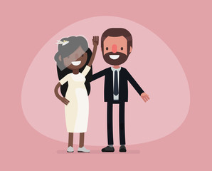 Cute people getting married - Vector illustration
