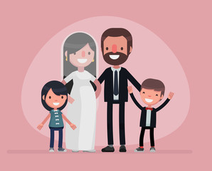 Cute people getting married - Vector illustration