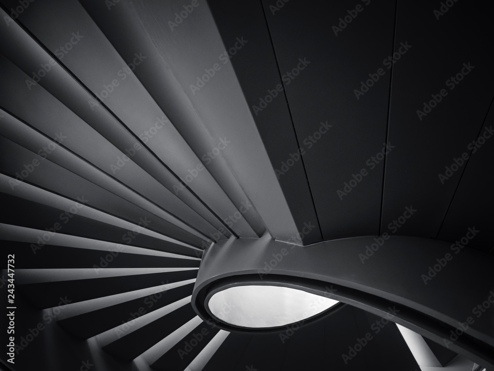 Poster Spiral staircase Shade and shadow Modern Building Architecture detail
