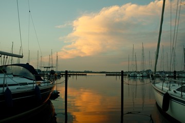 Marina at the evening in the summer