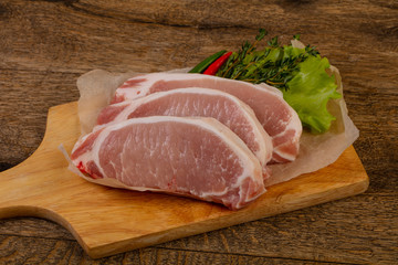 Raw pork steak