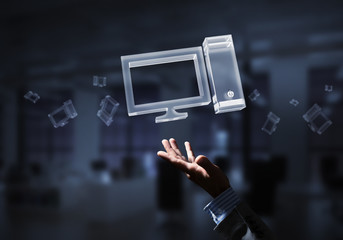 Computer and internet security concept presented by computer icon. Mixed media