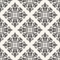 Foto auf Acrylglas Classic seamless vector black and white pattern. Damask orient ornament. Classic vintage background. Orient ornament for fabric, wallpaper and packaging © Fine Art Studio