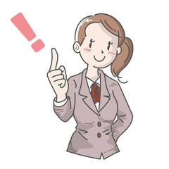 人差し指を立てる会社員・女性