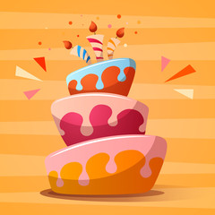 Birth day template. Cute illustrtion.