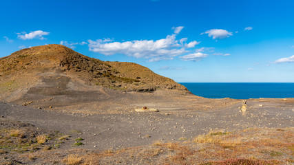 North Sea Coast in North Yorkshire, England, UK - seen from the former alum quarry in Kettleness Point