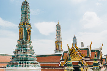 The beauty of the Emerald Buddha Temple and the Grand Palace at twilight,This is an important buddhist temple and a famous tourist destination of bangkok, thailand