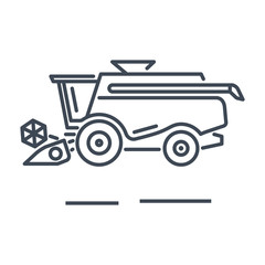thin line icon harvester machine, combine