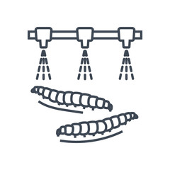 thin line icon spraying pesticide, caterpillars