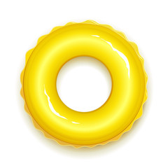 Yellow rubber ring for swiming in pool and sea. Summer time