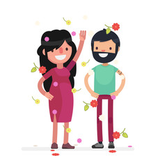 Cute people celebrating - Vector illustration