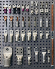 set of aluminum lugs of various sizes for electrical wires