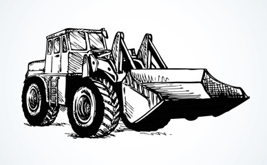 Tractor with bucket. Vector drawing © Marina