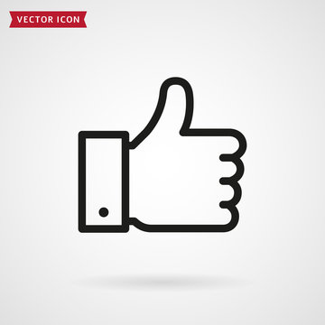 Thumbs Up Line Icon. Like Sign.