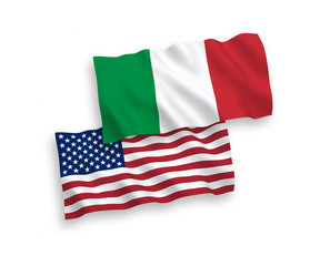 Flags of Italy and America on a white background