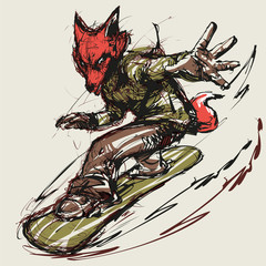 Snowboarder fox sketch