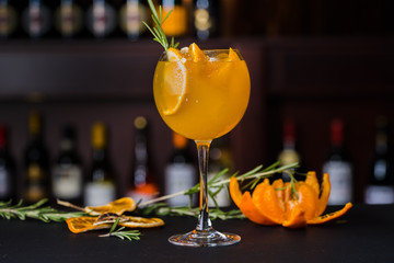 Christmas Spritz in glass on bar