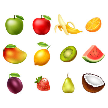 Vector set of Fruits isolated on white background. Design elements