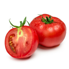 Red tomatoes set isolated on white background