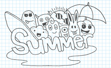 ummer beach hand drawn vector symbols and objects - Vector