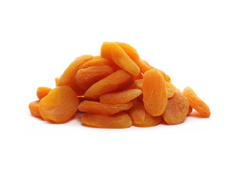Dry apricots isolated on white background