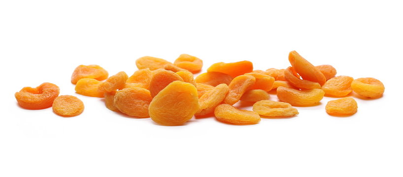 Dry apricots isolated on white background