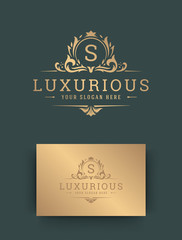 Luxury logo monogram crest template design vector illustration.