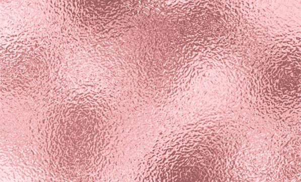 Gold rose foil texture background. Golden pink surface backdrop. Vector glitter metal copper gradient pattern for frame, label design.