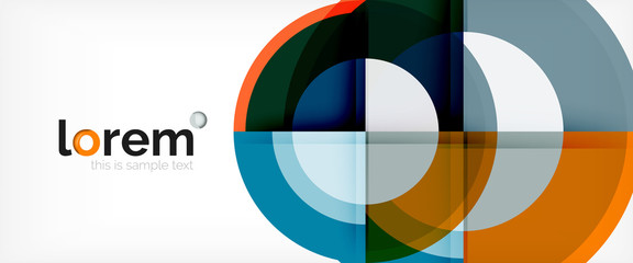 Modern geometric circles abstract background, colorful round shapes with shadow effects