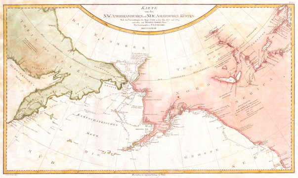 1788, Schraembl Map of the Northwest Passage, Alaska, Pacific Northwest