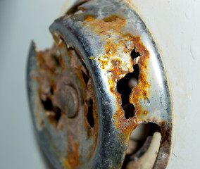 Rusty drain hole in the bathroom close up – Image