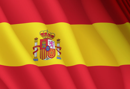 Illustration of a flying Spanish flag