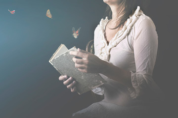dreams are transformed into butterflies and come out of a magical book