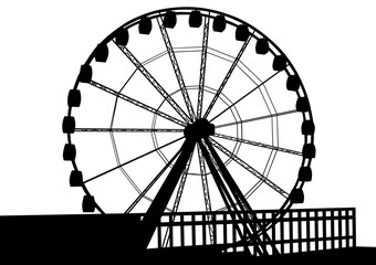 Big ferris wheel on a white background - obrazy, fototapety, plakaty