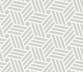 Abstract simple geometric vector seamless pattern with white line texture on grey background. Light gray modern wallpaper, bright tile backdrop, monochrome graphic element