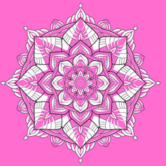 Flower mandala pink color Vintage decorative